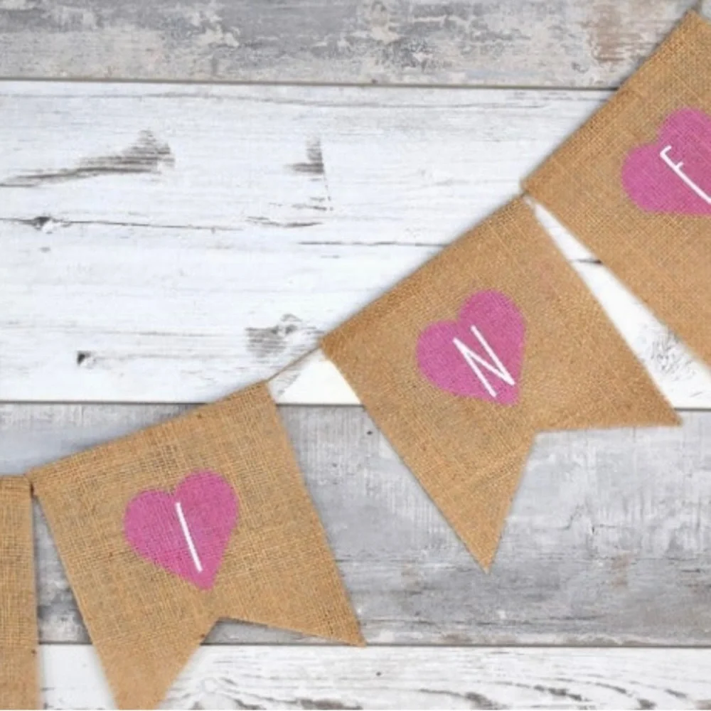 Valentine’s Day/ burlap heart banner / home decor